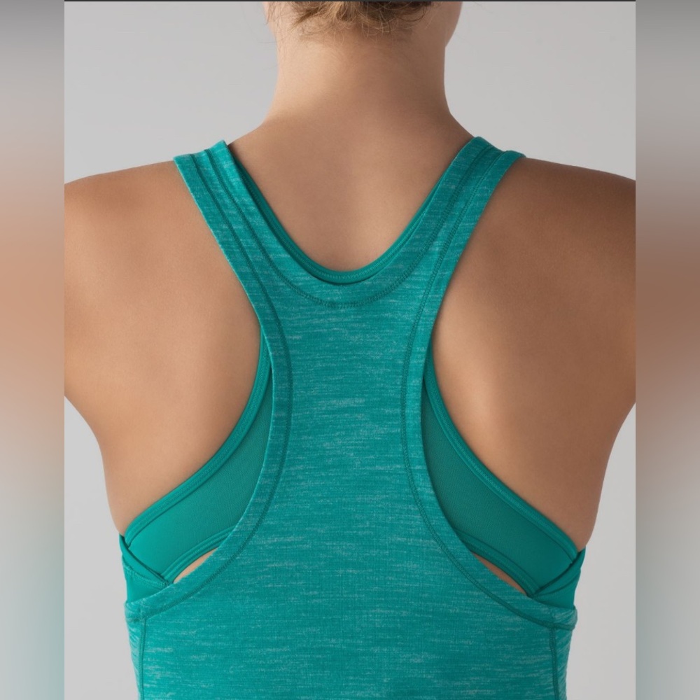 Lululemon Glide and Stride Tank Heathered Viridian Green Viridian Green Sz6 - Picture 3 of 7